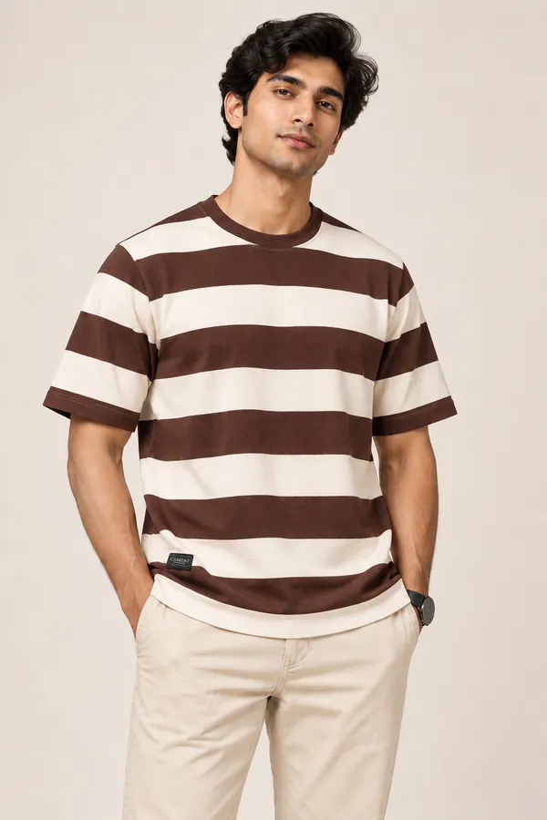 Men_S_Brown_Cream_Horizontal_Striped_Round_Neck_T_Shirt_Maroon