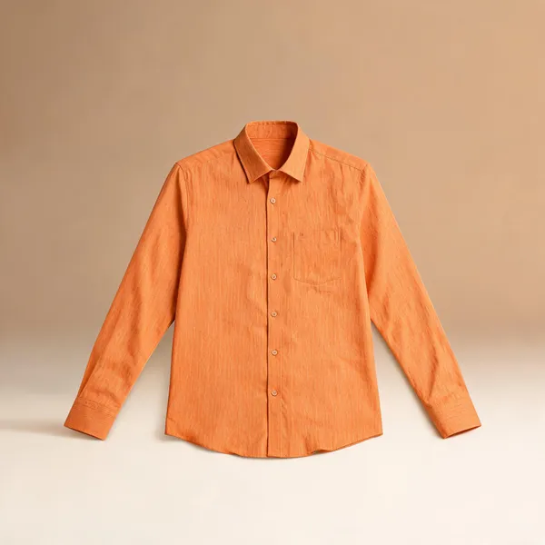 Men_Orange_Formal_Textured_Shirt_Orange