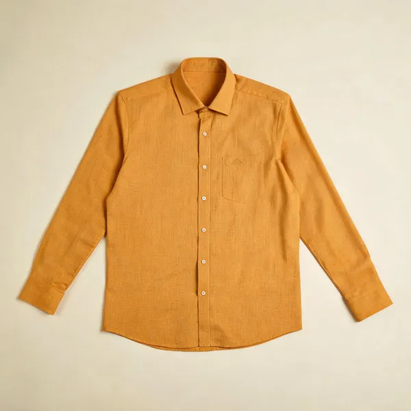 Men_Orange_Formal_Textured_Shirt_Yellow