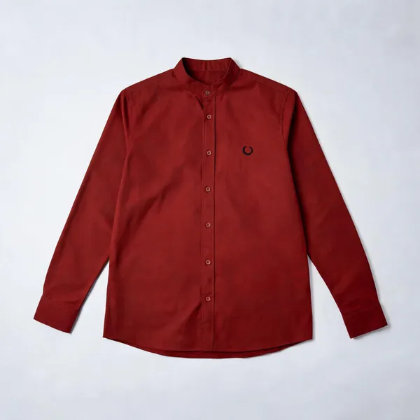 Cotton_Mandarin_Collar_Formal_Shirt_For_Men_Wine_Butterfly