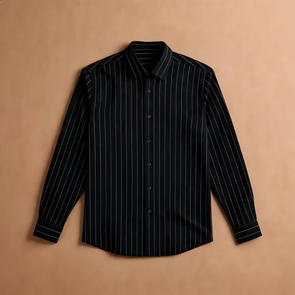 Mens_Ivory_White_Pinstripe_Formal_Shirt_Black