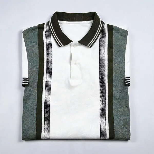 Mens_Striped_Polo_T_Shirt_Olive_Green