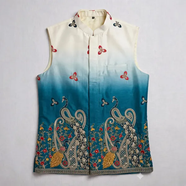 Mens_Teal_Blue_Ombre_Peacock_Embroidered_Nehru_Jacket