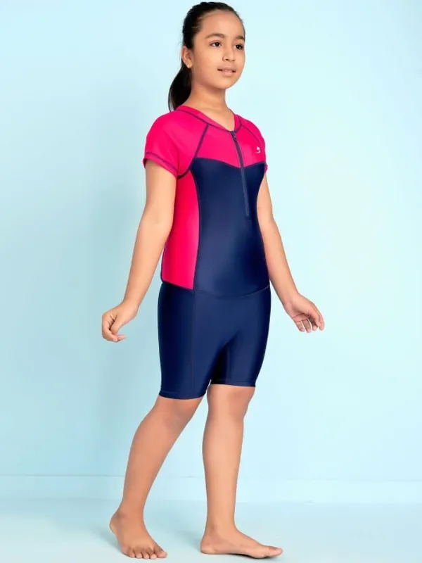 Navy_And_Pink_Short_Sleeve_Swimsuit_for_Girls