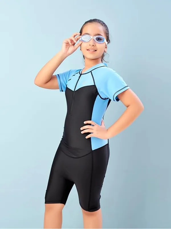 Blue_Black_Short_Sleeve_One_Piece_Swimsuit_for_Girls