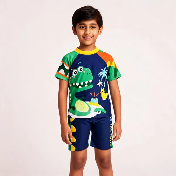 Multicolor_Dinosaur_Print_Swimwear_Set_For_Boys