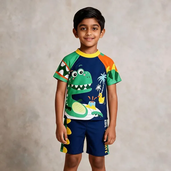 Multicolor_Dinosaur_Print_Swimwear_Set_For_Boys