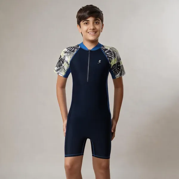 Navy_Blue_Short_Sleeve_Swimsuit_For_Boys