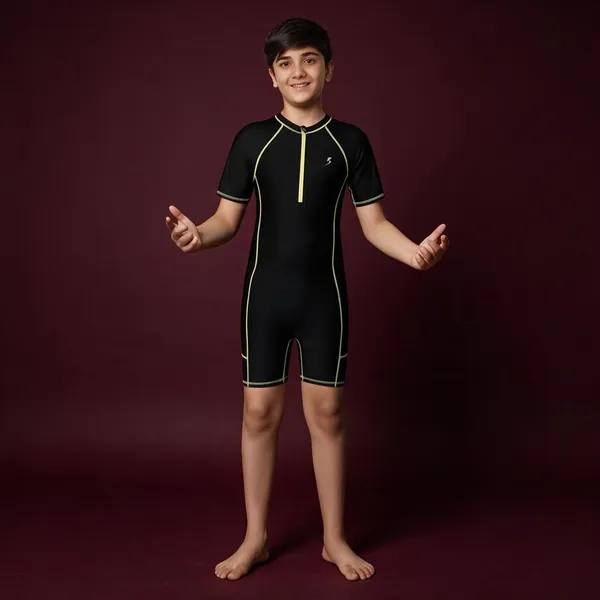Black_Short_Sleeve_One-Piece_Swimsuit_For_Boys