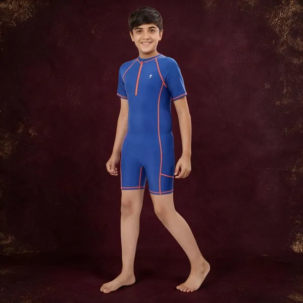 Blue_Short_Sleeve_One_Piece_Swimsuit_For_Boys