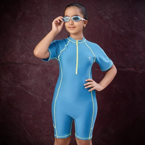 Blue_Short_Sleeve_One_Piece_Swimwear_For_Girls