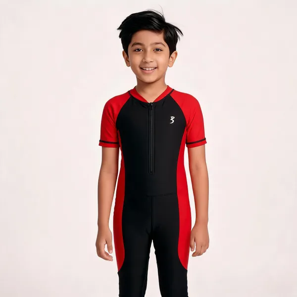 Black_Red_Full-Length_Swimsuit_For_Boys