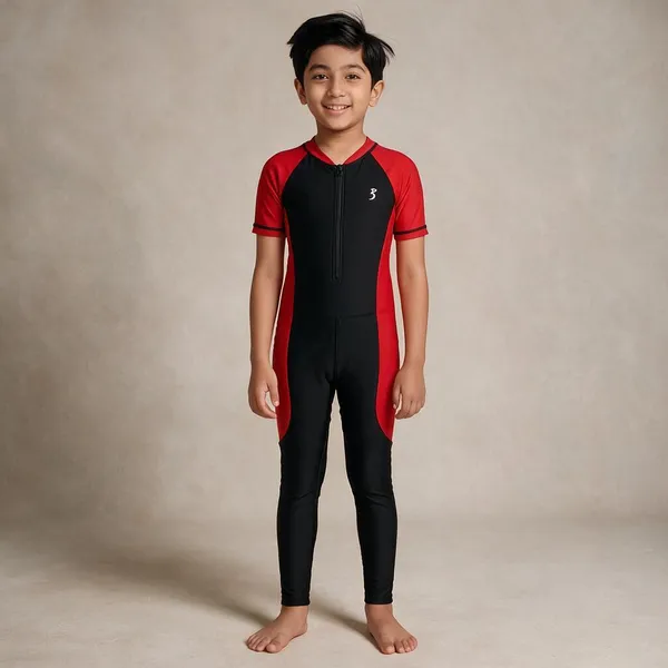 Black_Red_Full-Length_Swimsuit_For_Boys