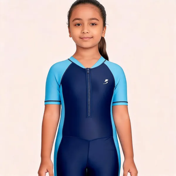 Navy_Blue_Short_Sleeve_Full-Length_Swimsuit_For_Girls