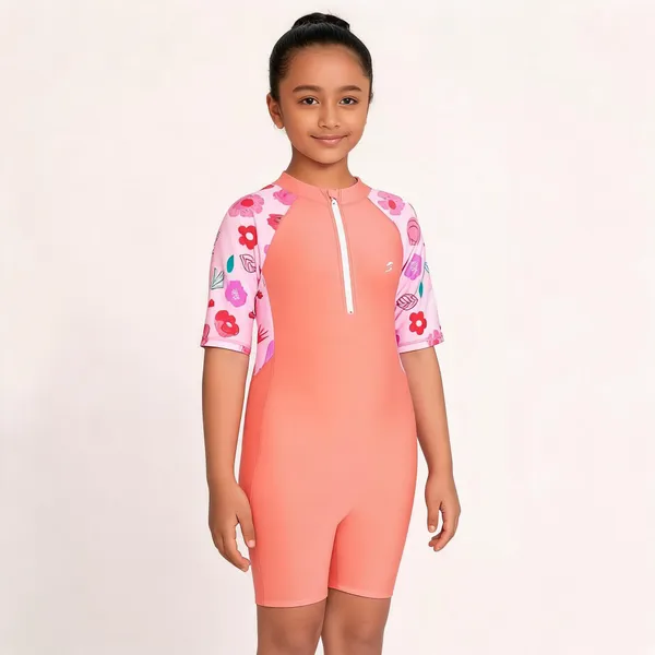 Coral_Short_Sleeve_One_Piece_Swimsuit_For_Girls