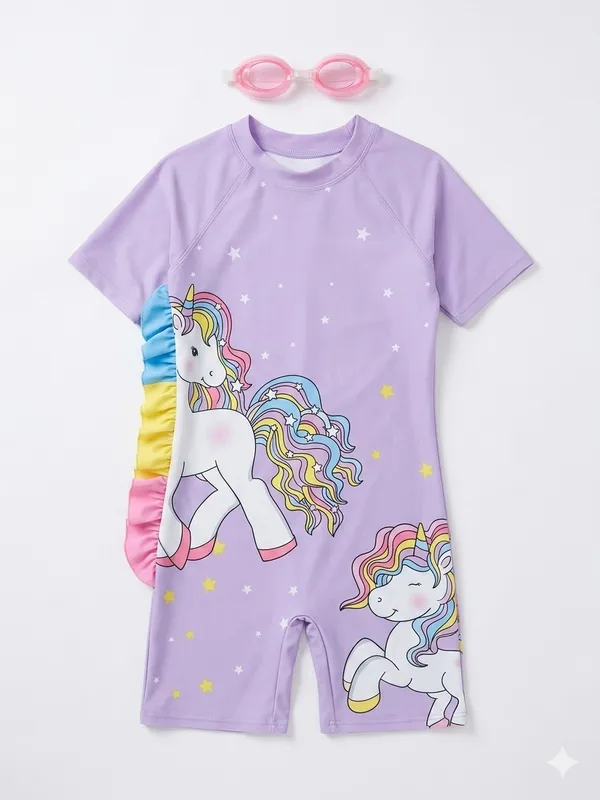 Lavender_Unicorn_Print_Short_Sleeve_Romper_for_Girls