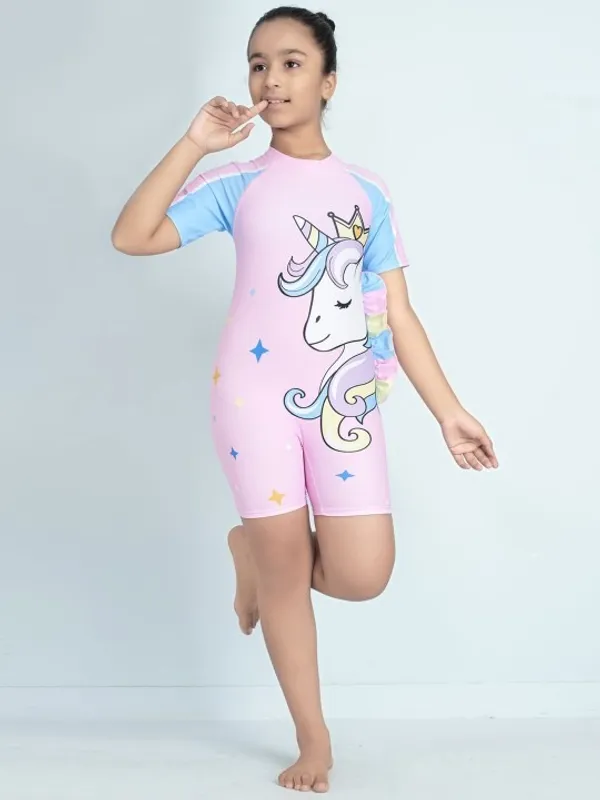 Pink_Unicorn_Printed_Short_Sleeve_Romper_for_Girls