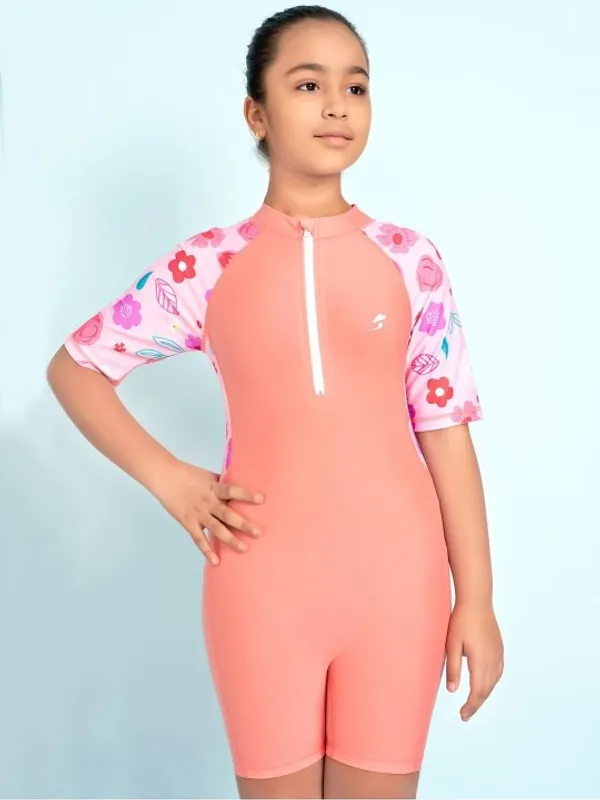 Coral_Short_Sleeve_One_Piece_Swimsuit_for_Girls