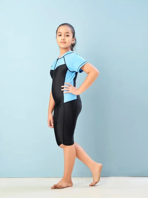 Blue_Black_Short_Sleeve_One_Piece_Swimsuit_for_Girls