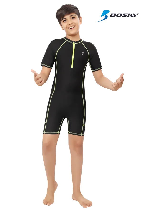 Black_Short_Sleeve_One-Piece_Swimsuit_For_Boys