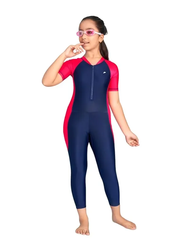 Navy_And_Pink_Short_Sleeve_Swimsuit_for_Girls