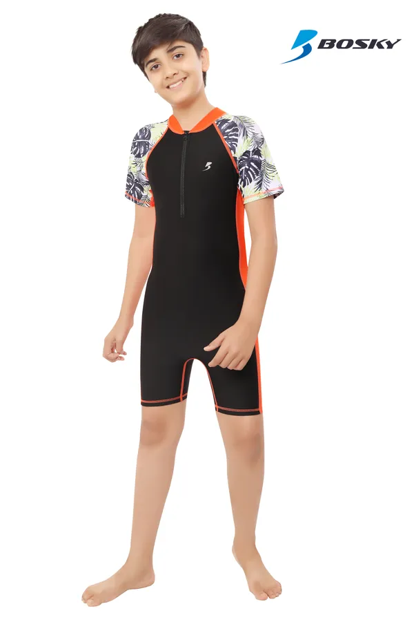 Black_Short_Sleeve_One_Piece_Swimwear_for_Boys