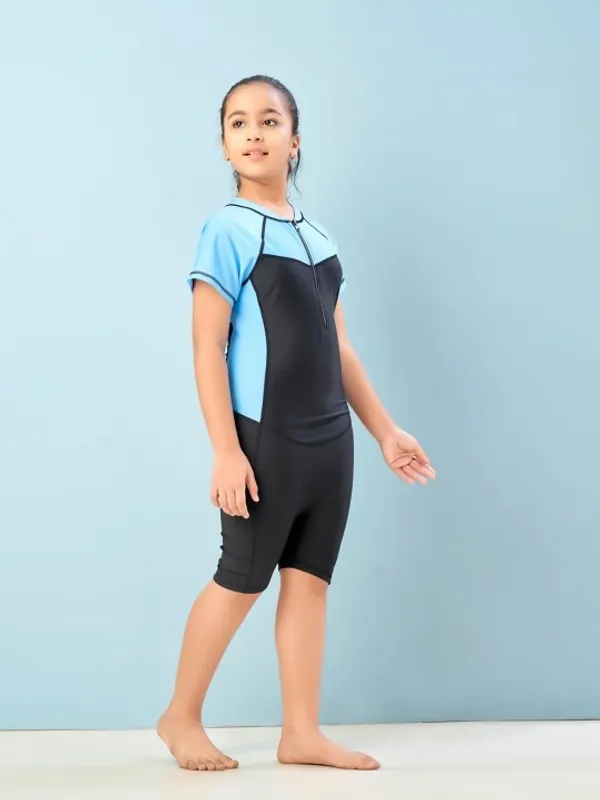 Blue_Black_Short_Sleeve_One_Piece_Swimsuit_for_Girls