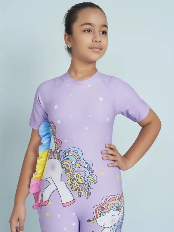 Lavender_Unicorn_Print_Short_Sleeve_Romper_for_Girls
