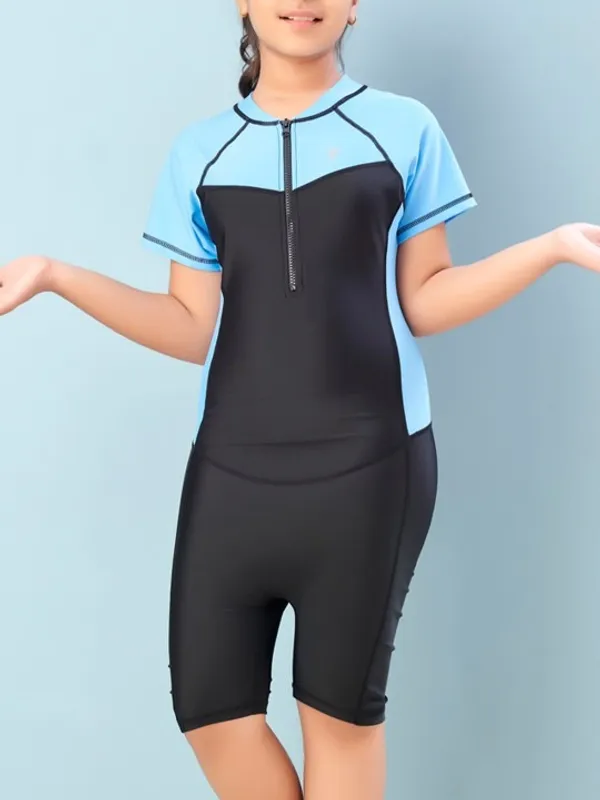 Blue_Black_Short_Sleeve_One_Piece_Swimsuit_for_Girls