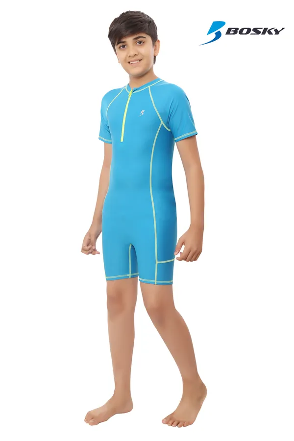 Blue_Short_Sleeve_One_Piece_Swimsuit_For_Girls