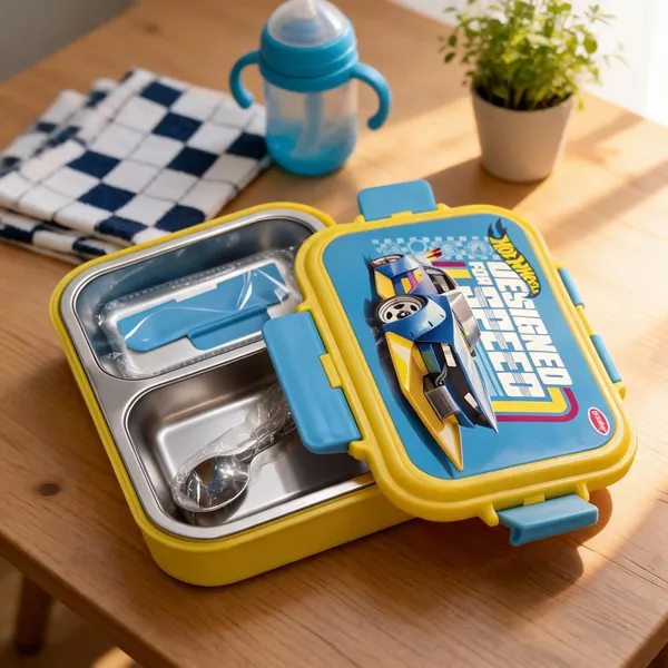Yellow_Stainless_Steel_Hot_Wheels_Lunch_Box_For_Kids