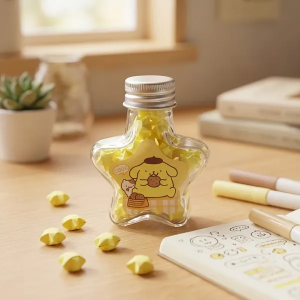 Glass_Yellow_Star_Shaped_Cartoon_Decorative_Bottle_-_Pack_of_4