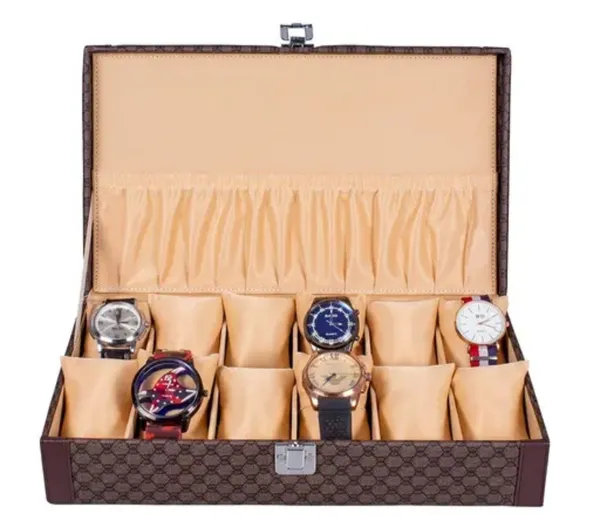 Brown_Patterned_10_Slot_Watch_Organizer_Box