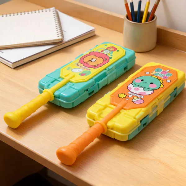 Multicolor_Plastic_Cricket_Bat_Shaped_Pencil_Box_For_Kids