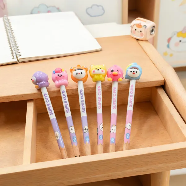 Multicolor_Wooden_Cartoon_Topper_Pencil_Set_For_Kids