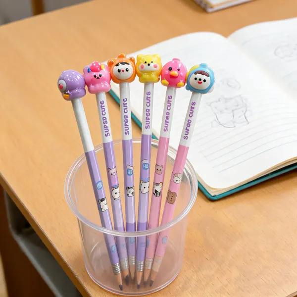 Multicolor_Wooden_Cartoon_Topper_Pencil_Set_For_Kids