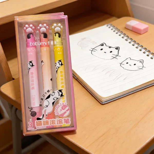 Cat_Design_Pastel_Gel_Pen_Set_Of_3_For_Kids