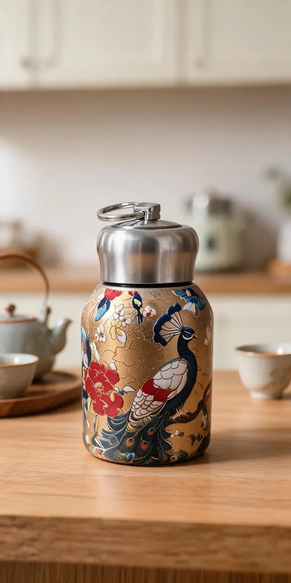 Stainless_Steel_Floral_Bird_Print_Thermos_Flask_300Ml