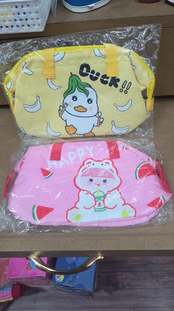 Yellow_And_Pink_Printed_Duffle_Bags_Set_For_Kids