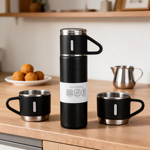 Stainless_Steel_Black_Vacuum_Flask_With_Two_Cup_Gift_Set