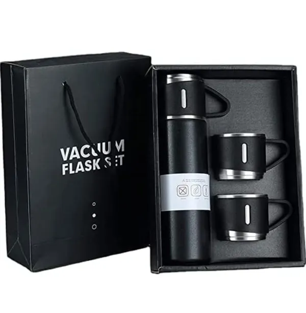 Black_Vacuum_Flask_With_Two_Cup_Gift_Set