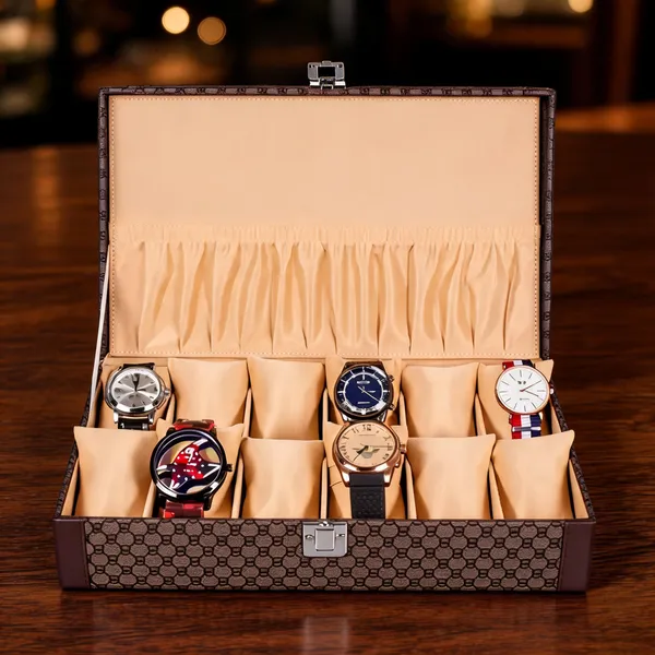 Brown_Patterned_10-Slot_Watch_Organizer_Box