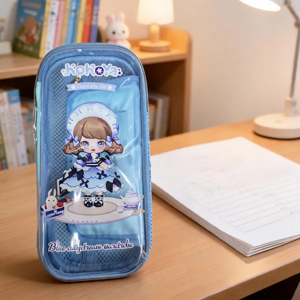 Blue_Fabric_Illustrated_Girl_Zipper_Pencil_Case_For_Kids