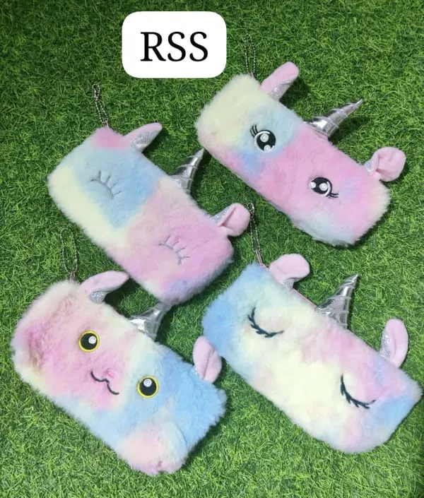 Multicolour_Plush_Unicorn_Keychain_Pouch_for_Kids