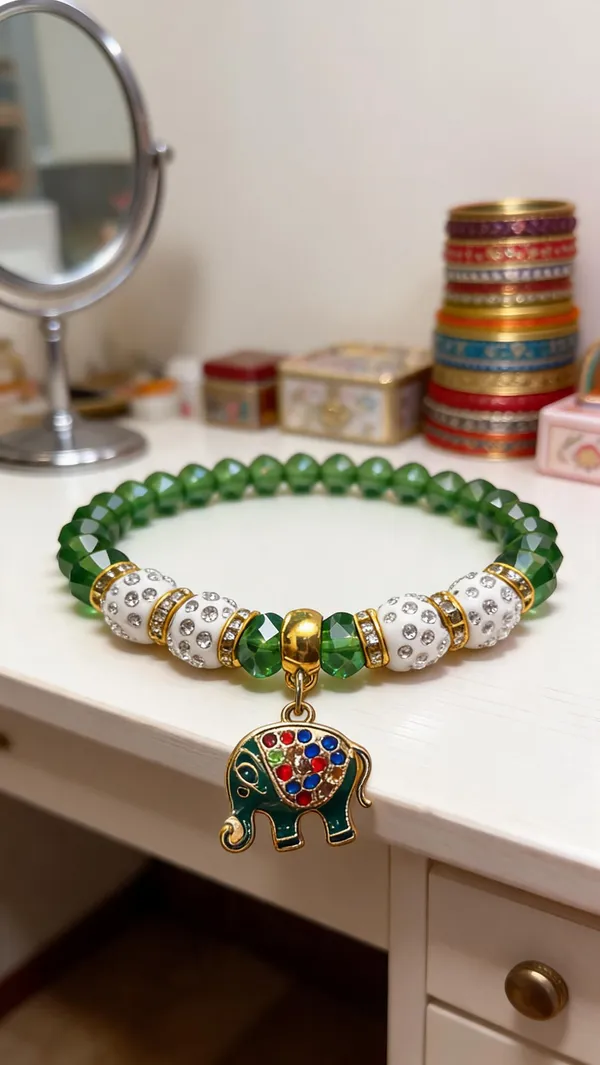 Multicolor_Beaded_Elephant_Charm_Bracelet_For_Women