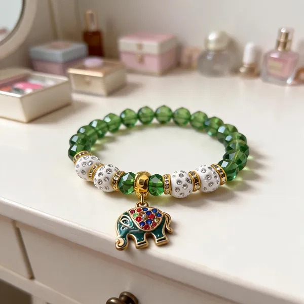 Multicolor_Beaded_Elephant_Charm_Bracelet_For_Women