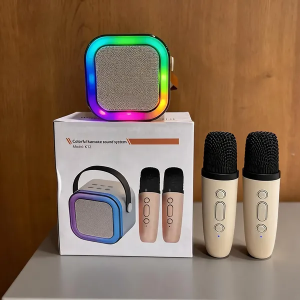 K12_Multicolor_LED_Karaoke_Bluetooth_Speaker_With_Two_Microphones