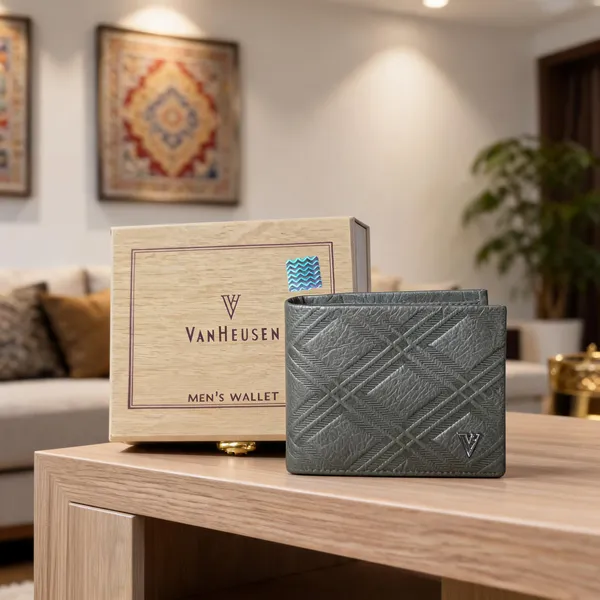 Grey_Textured_Bifold_Wallet_For_Men