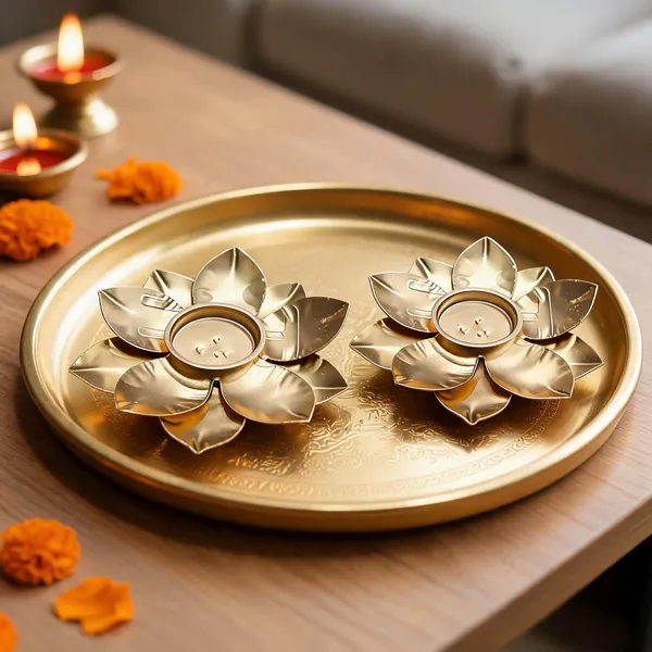 Metal_Gold-Tone_Lotus_Petal_Diya_Holder_-_Pack_of_2