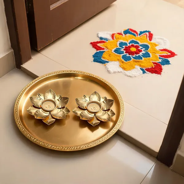 Metal_Gold-Tone_Lotus_Petal_Diya_Holder_-_Pack_of_2